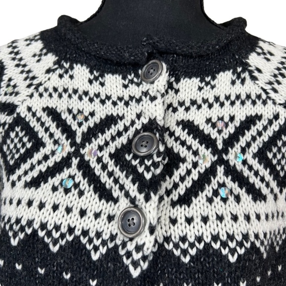 Maurices Black White Fair Isle Wool Blend Button Cardigan Sweater Size XL - Picture 7 of 8
